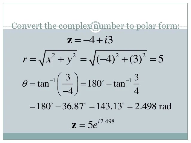 How to write imaginary numbers in polar form