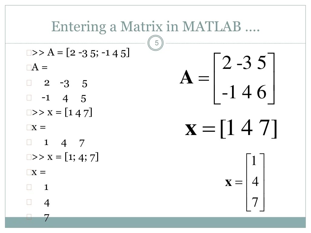 Matlab matrices and arrays