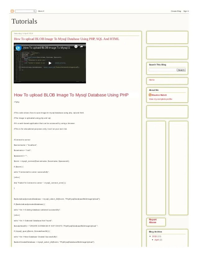 How To upload BLOB Image File To Mysql Database Using PHP