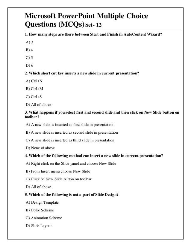Mcq powerpoint 2007