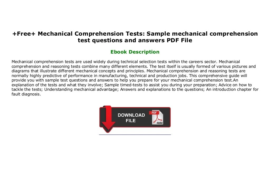 +Free+ Mechanical Comprehension Tests Sample mechanical comprehension test questions and