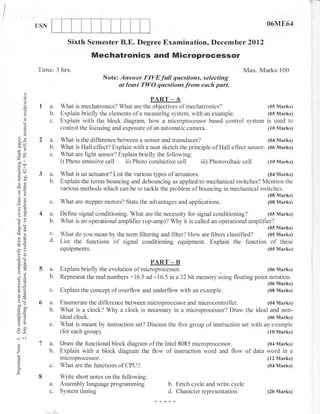 Mechatronics and microprocessor Question papers | PDF