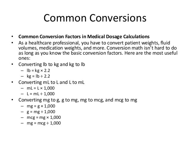 Medication basic math