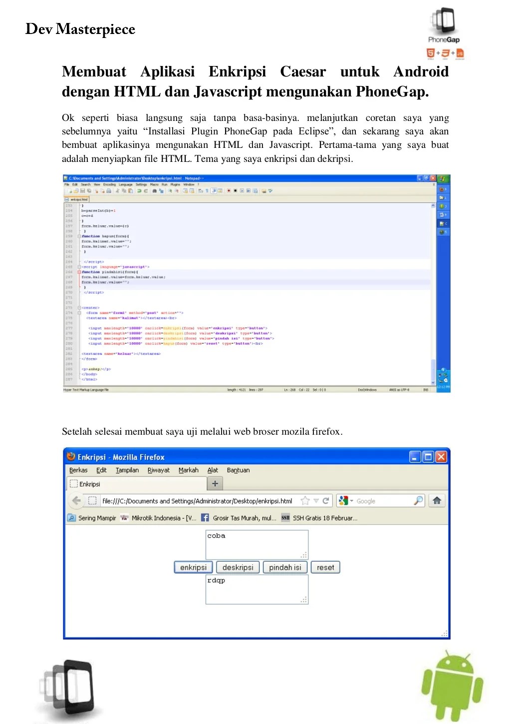 Membuat aplikasi enkripsi caesar untuk android dengan html