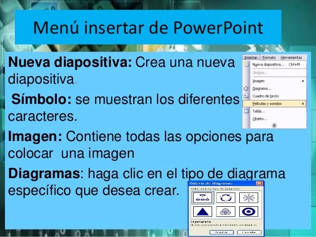 Menu Insertar
