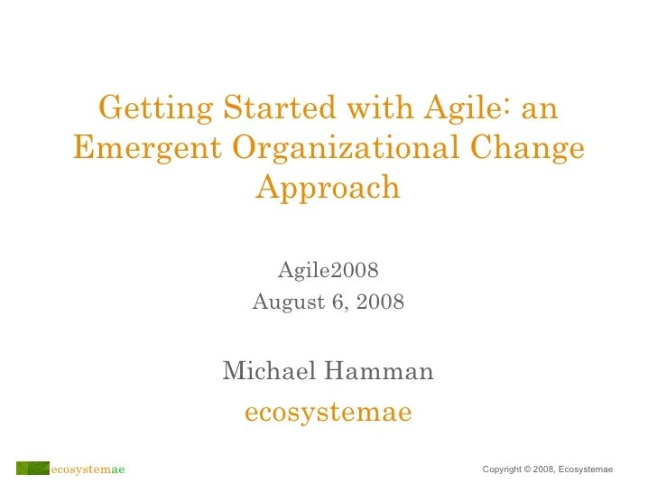 An Emergent Approach to Transitioning Toward Agile Organization