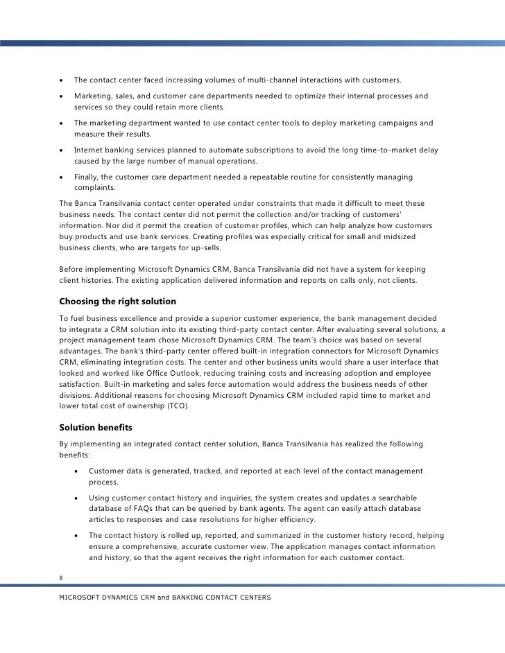 Din neobt, ai acces online la conturile tale și poți face toate operațiunile pe care le faci acum din bt24. Microsoft Dynamics Crm Contact Center Solutions Whitepaper