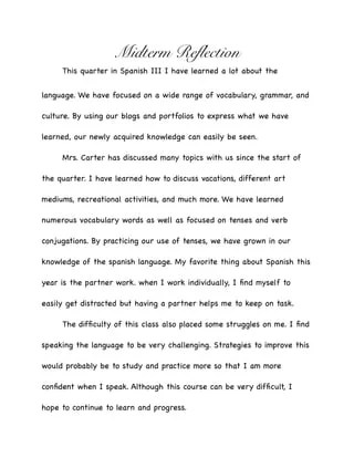 Midterm Reflection