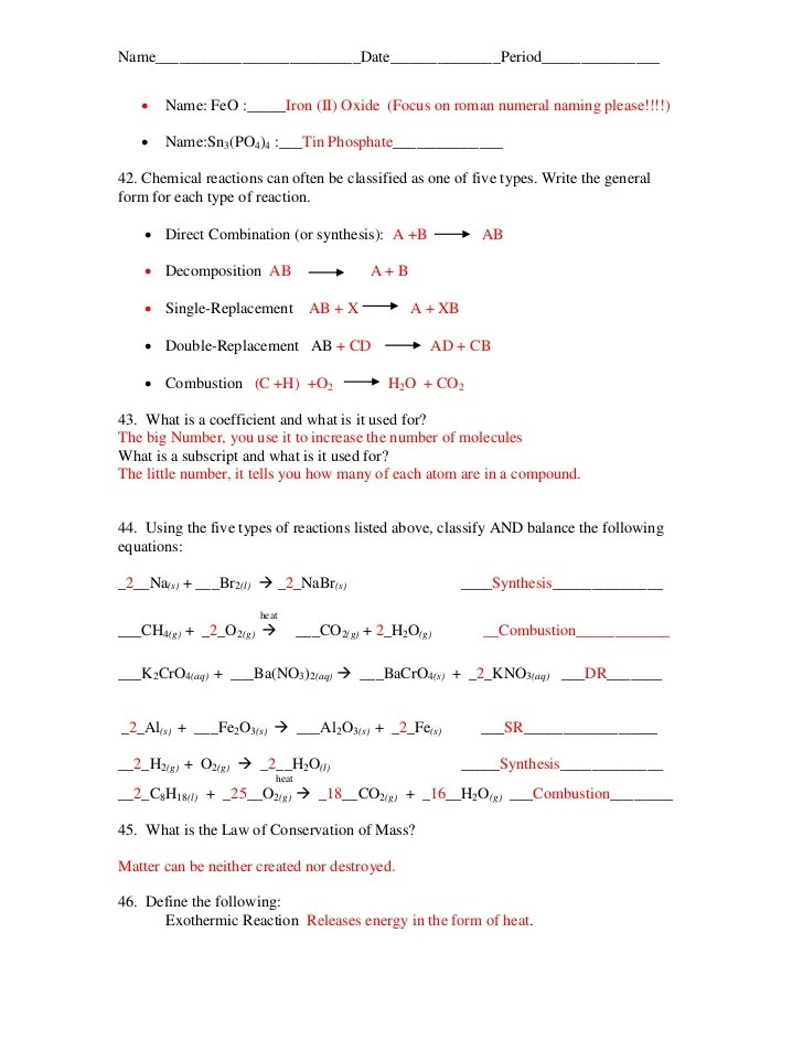 Chemical Reactions Questions Practice Questions of Chemical