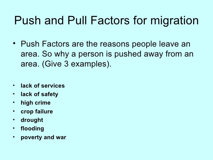 Migration And Push Pull Factors