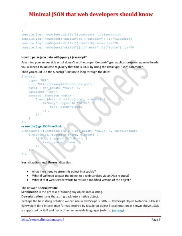 Basics of JSON (JavaScript Object Notation) with examples