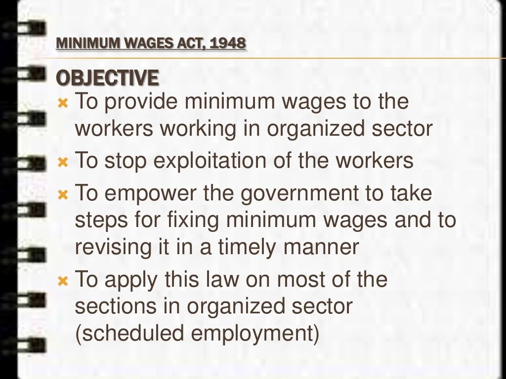 Minimum wages act, 1948