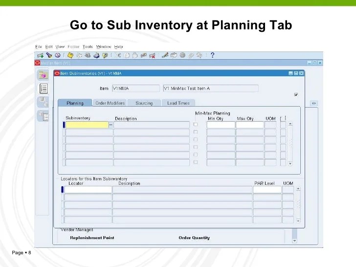 Min Max Planning in Oracle Inventory eBS R12