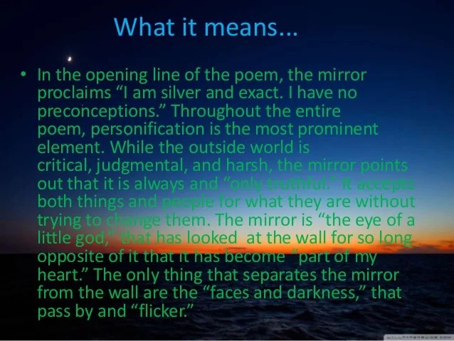 👍 Mirror poem by sylvia plath. Mirror Poem by Sylvia Plath