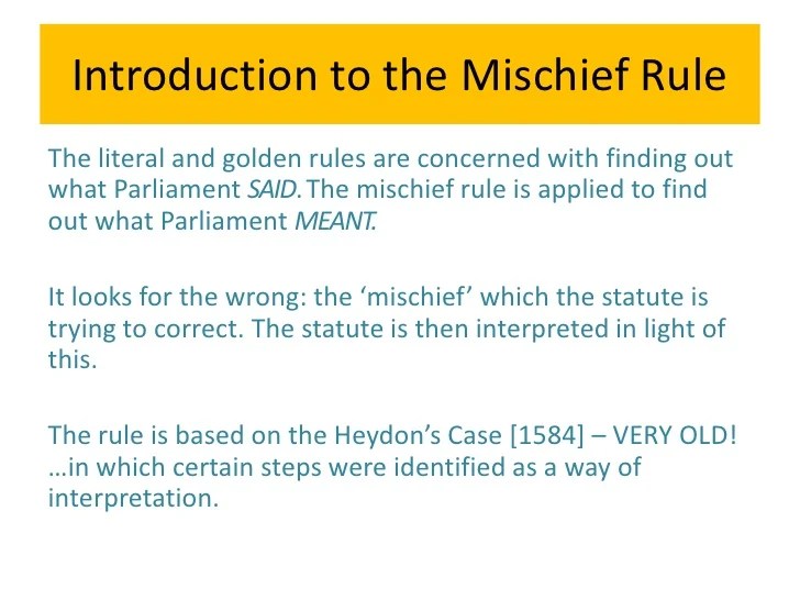 Mischief Rule Lesson Powerpoint
