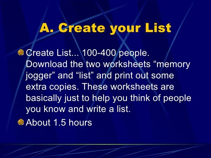 Network Marketing Network Marketing Memory Jogger