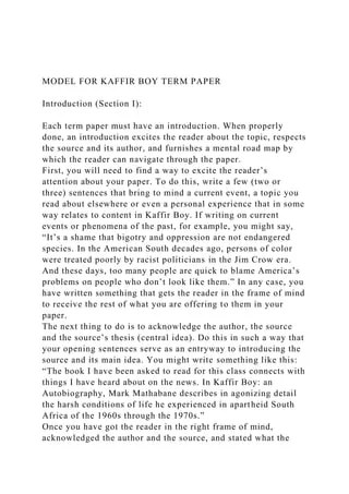 MODEL FOR KAFFIR BOY TERM PAPERIntroduction (Section I).docx