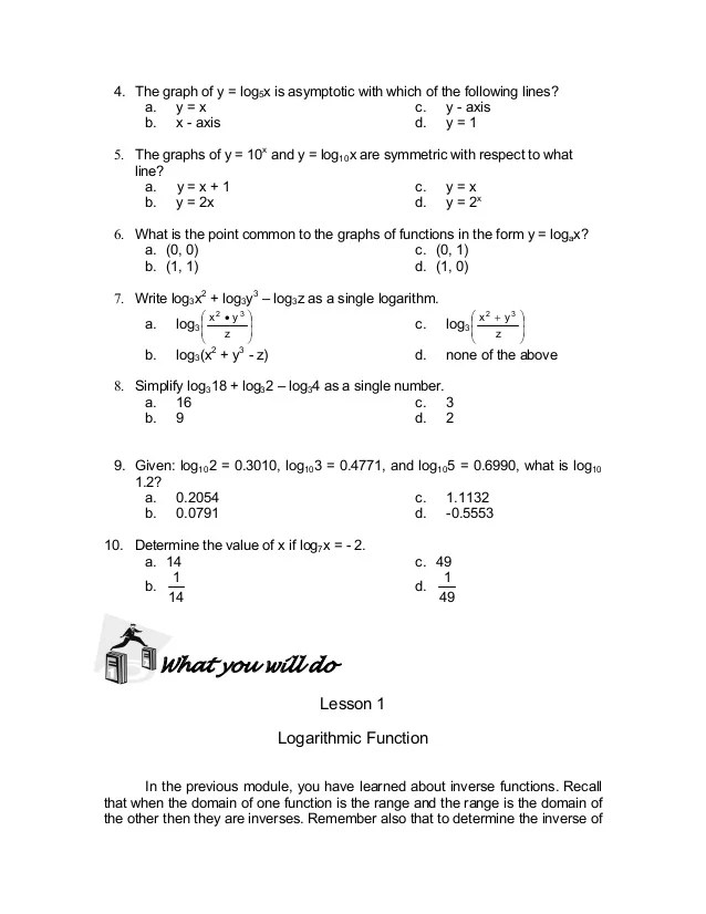 Write The Equation In Logarithmic Form 125 4 3 Tessshebaylo