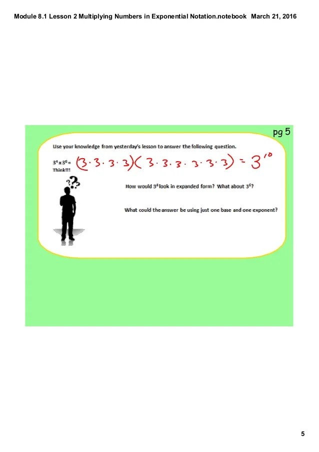 Module 8.1 lesson 2 multiplying numbers in exponential notation