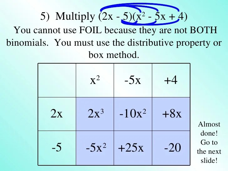 Multiplying polynomials