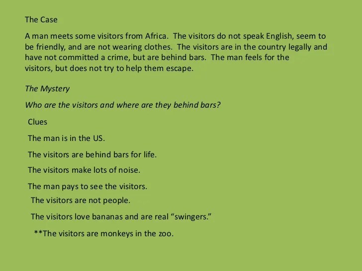 Mystery Inference examples in Literature