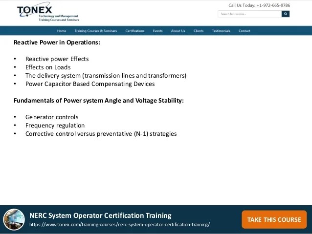 NERC System Operator Certification Training