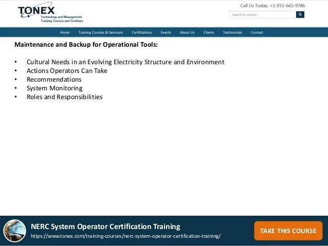NERC System Operator Certification Training