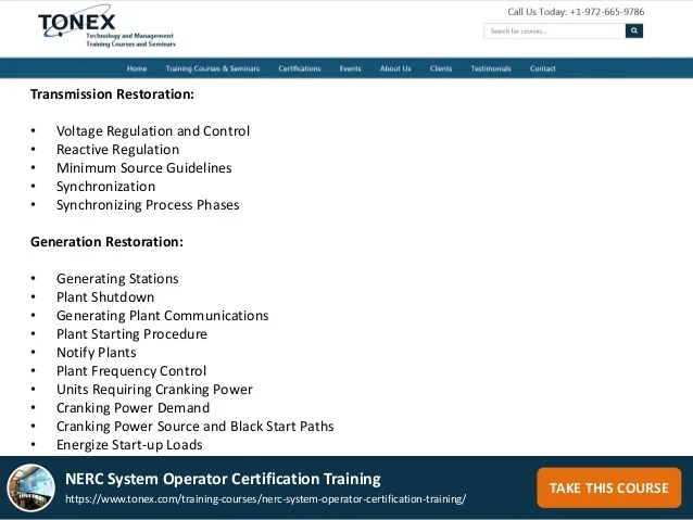 NERC System Operator Certification Training