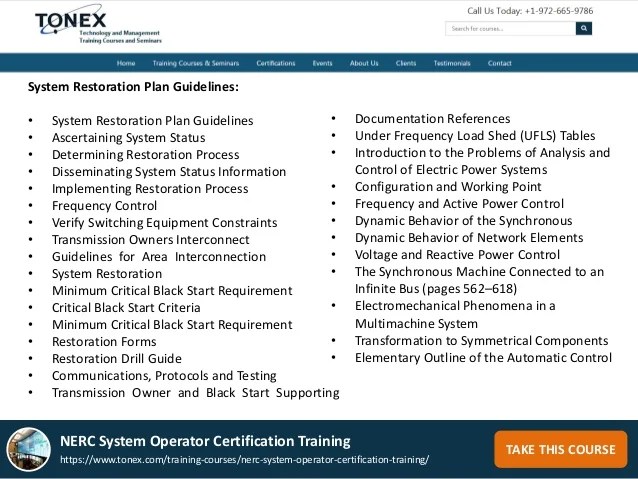NERC System Operator Certification Training