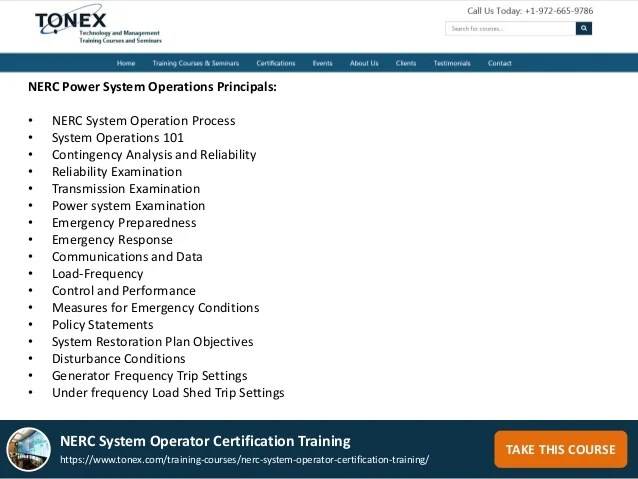 NERC System Operator Certification Training