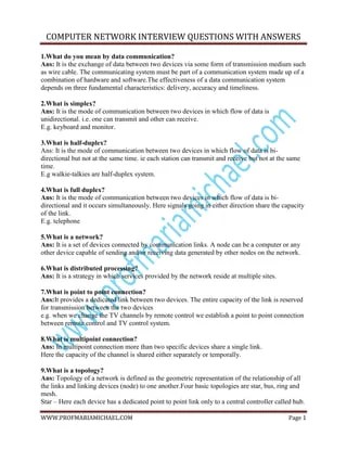 Networking interview questions | PDF