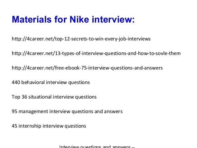 Nike interview questions and answers