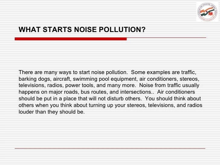 TOWARDS A QUIETER FUTURE NOISE POLLUTION PRESPECTIVES AND IT SLEGAL