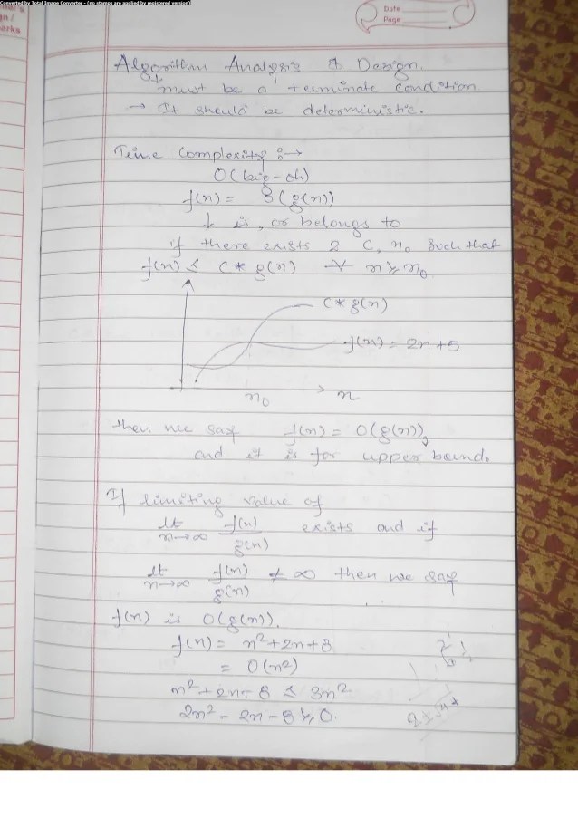 Algorithm Analysis and Design Class Notes