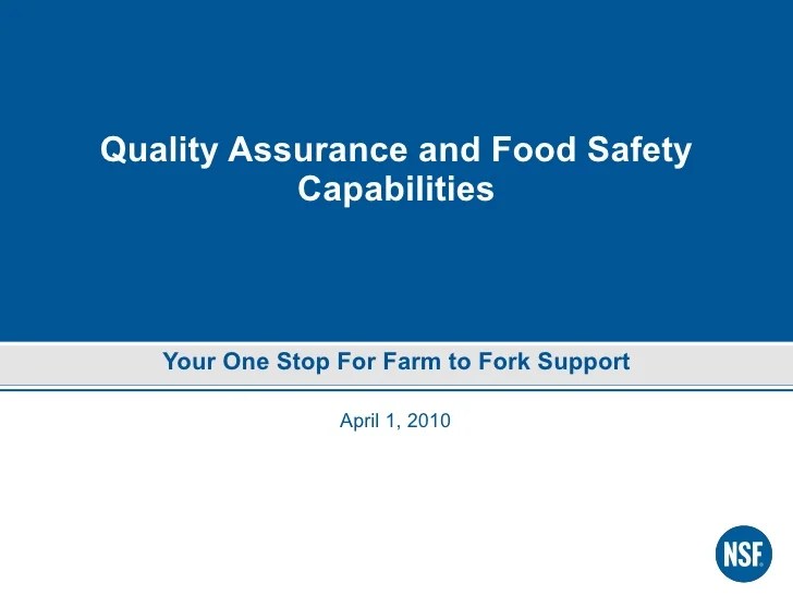 NSF QA & Food Safety ServiceCapabilities