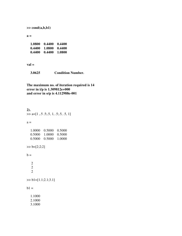 Numerical Methods Solving Linear Equations