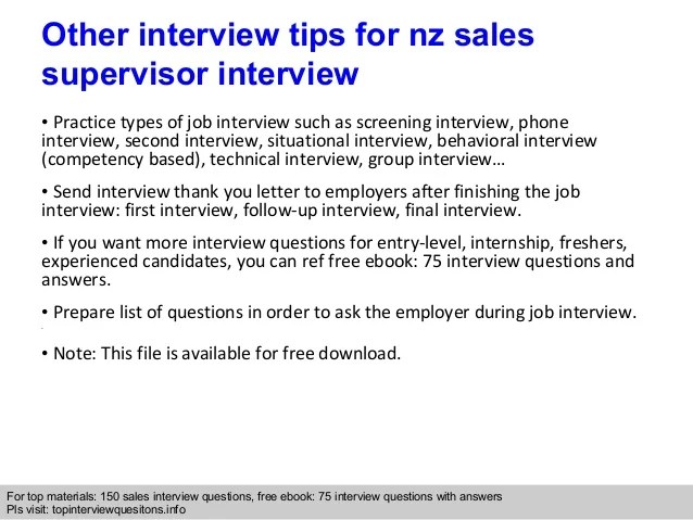 Nz sales supervisor interview questions and answers