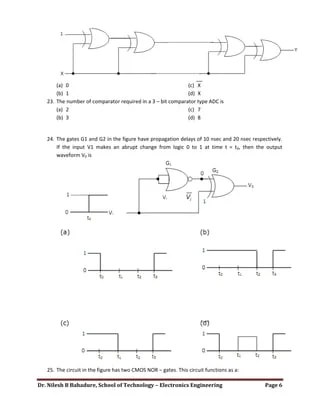 Objective Questions Digital Electronics | PDF