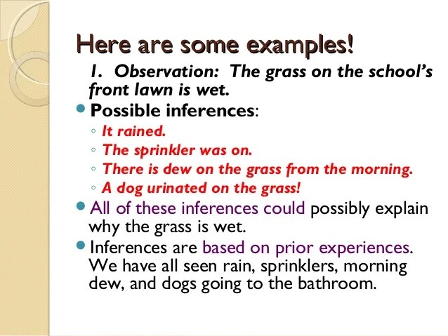 Observations vsinferencespart one