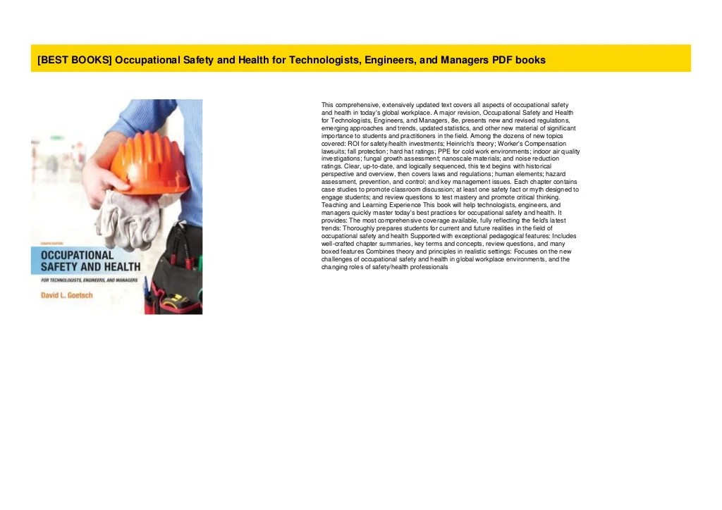 [BEST BOOKS] Occupational Safety and Health for Technologists, Engine…