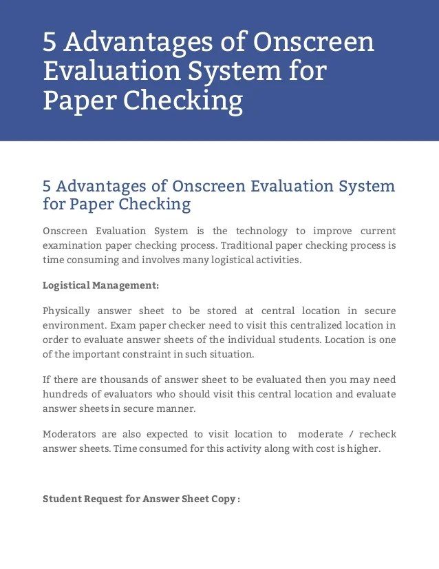 Advantages of Onscreen Evaluation System for Answer Sheet Checking