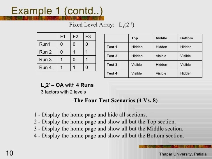 Orthogonal array testing