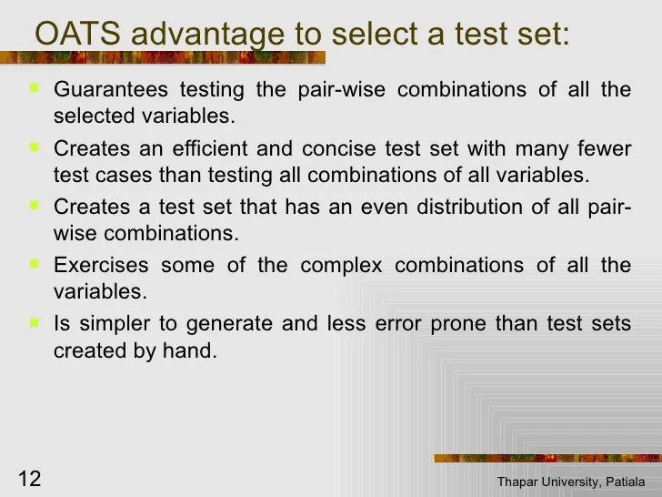 Orthogonal array testing