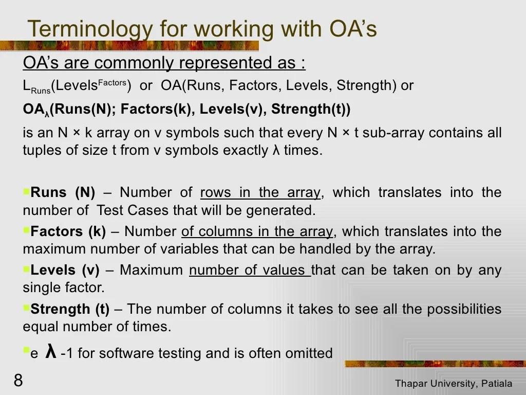 Orthogonal array testing