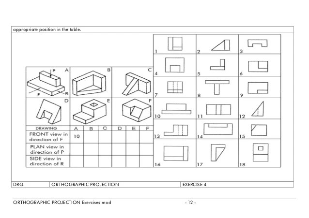 Orthographic projection exercises