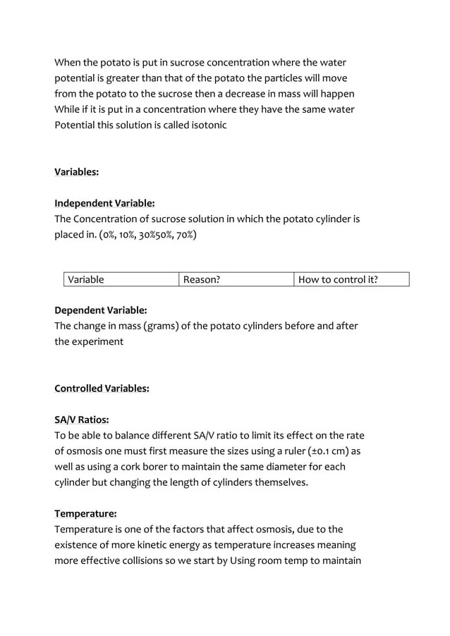 Osmosis lab report PDF