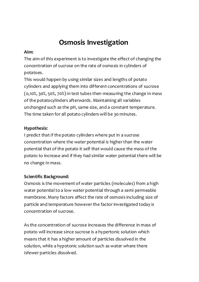 Osmosis lab report