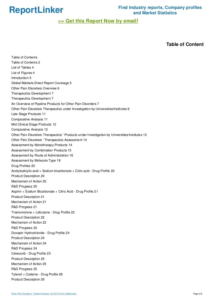 Other Pain Disorders ' Pipeline Review, H2 2012
