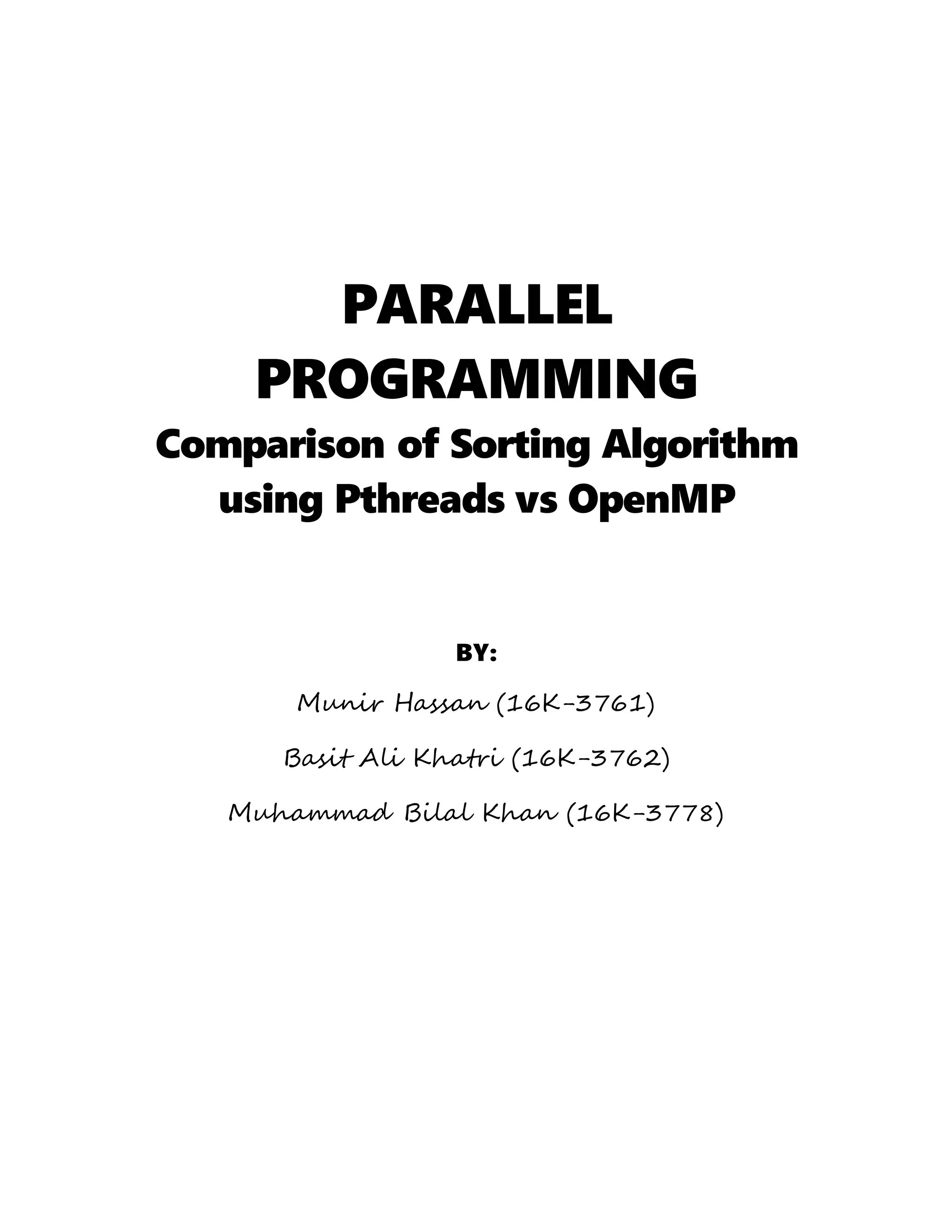 Parallel programming Comparisions PDF