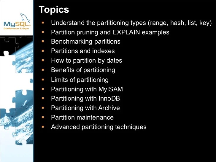 Topics Understand the partitioning types